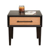 Lucas Side End Table | 1 Drawer | Brown | Black Solid Rubberwood | 24"