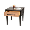 Lucas Side End Table | 1 Drawer | Brown | Black Solid Rubberwood | 24"