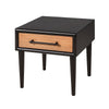 Lucas Side End Table | 1 Drawer | Brown | Black Solid Rubberwood | 24"
