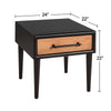 Lucas Side End Table | 1 Drawer | Brown | Black Solid Rubberwood | 24"