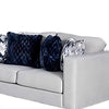 Harie Loveseat | 4 Blue Throw Pillows | Light Gray Chenille| 67"