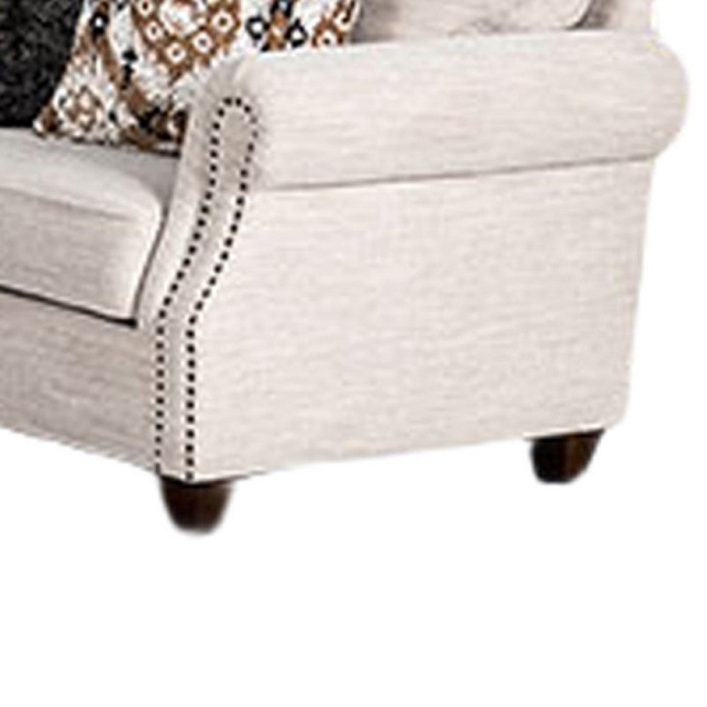 Serra Loveseat | 4 Accent Throw Pillows | Light Greige Polyester | 67"
