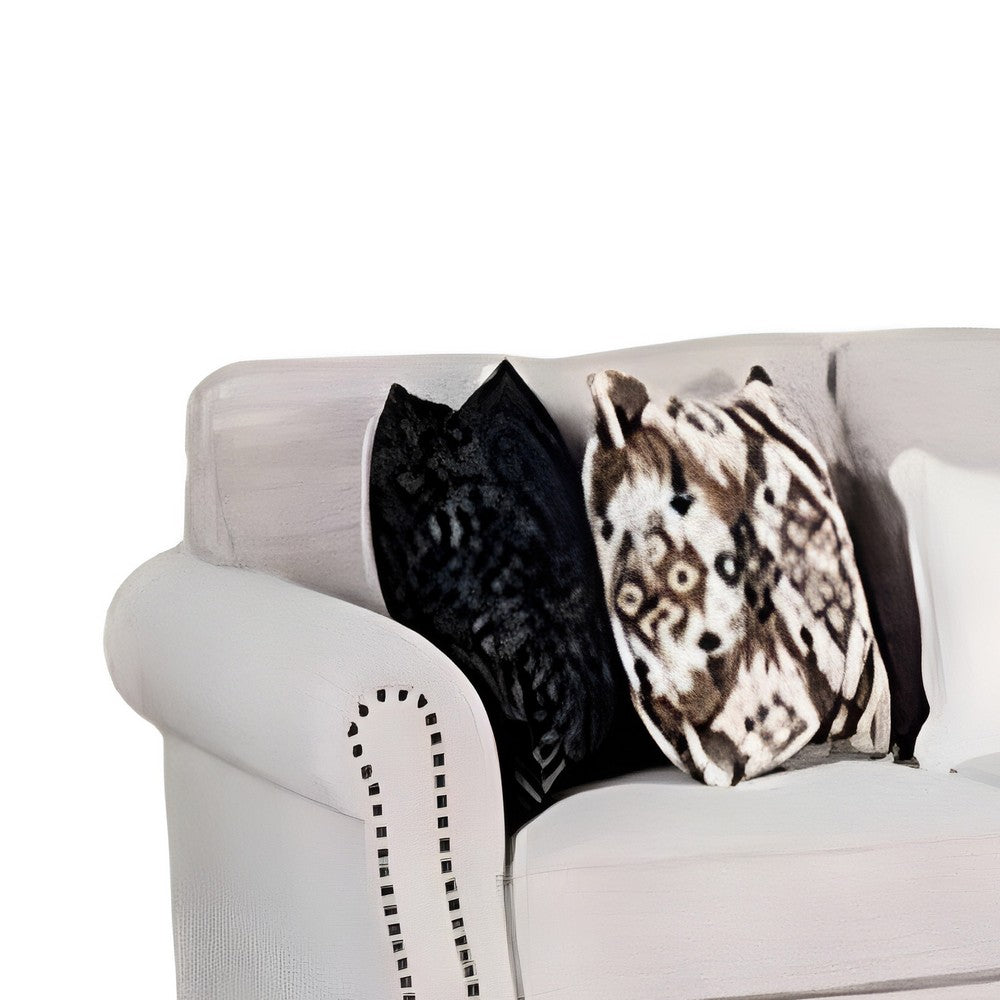 Serra Sofa | 5 Accent Throw Pillows | Soft Greige Polyester | 87"