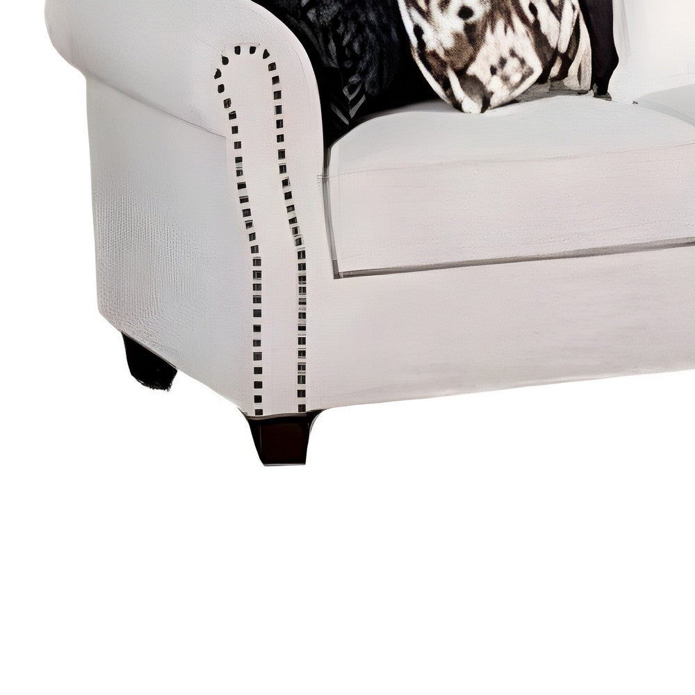 Serra Sofa | 5 Accent Throw Pillows | Soft Greige Polyester | 87"