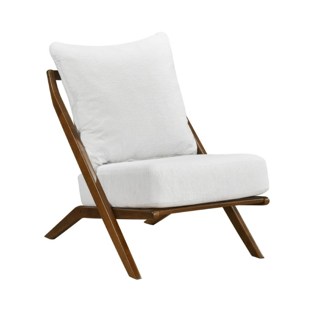 Moi Scandinavian Accent Chair | Beige Chenille | Brown Angled Frame