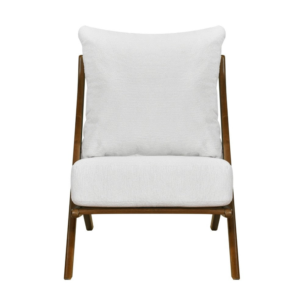 Moi Scandinavian Accent Chair | Beige Chenille | Brown Angled Frame