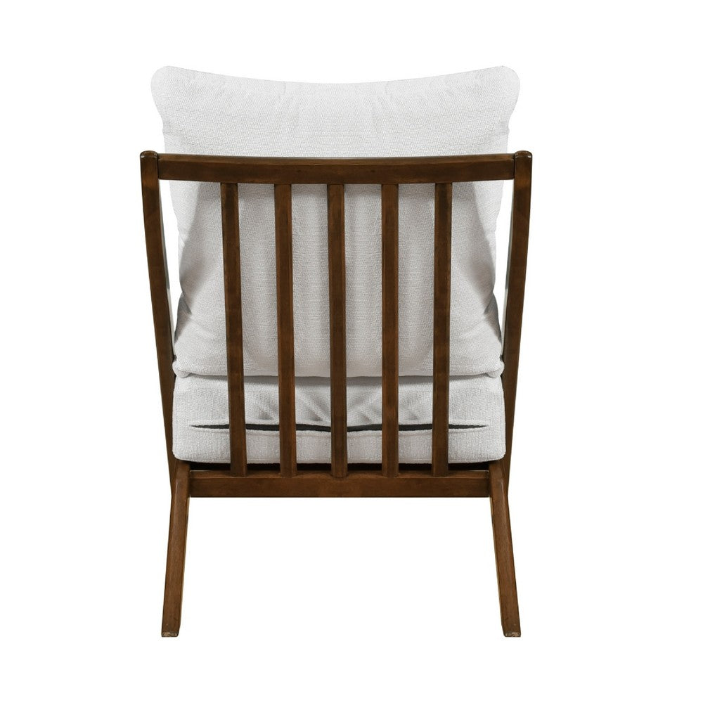 Moi Scandinavian Accent Chair | Beige Chenille | Brown Angled Frame