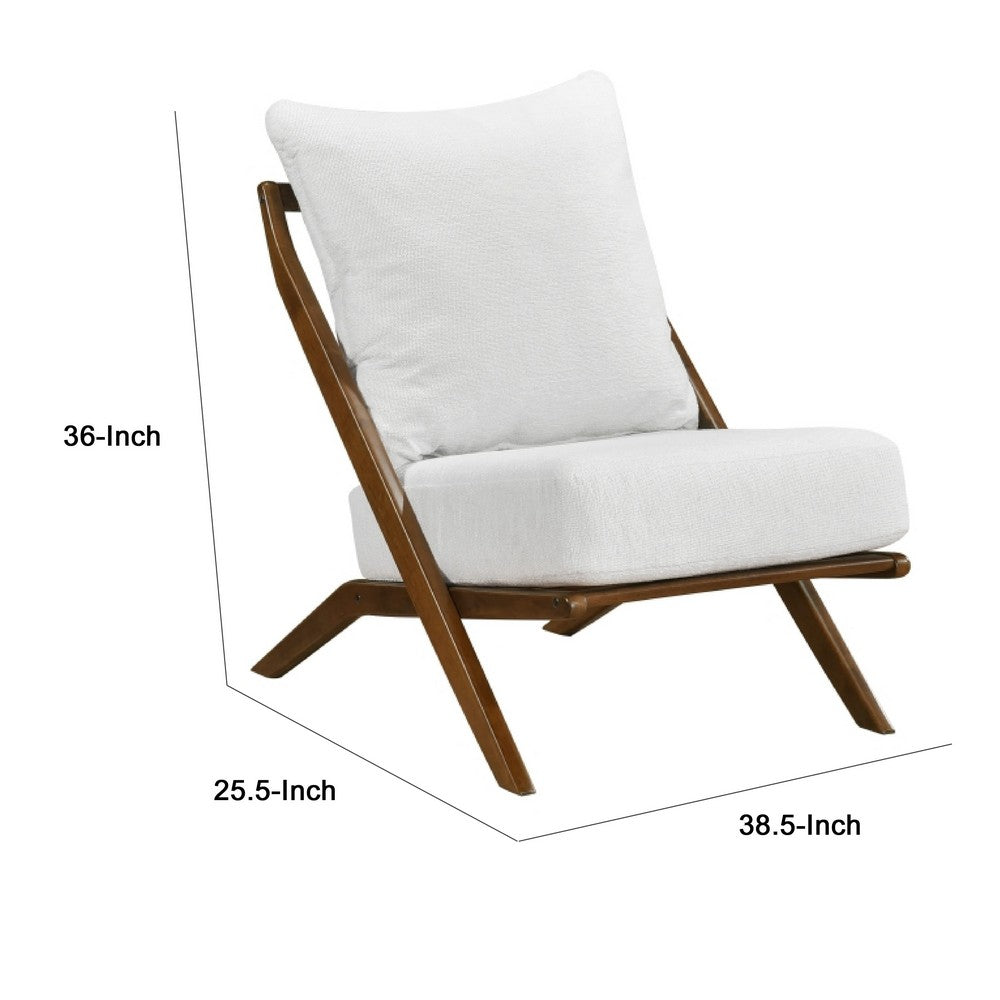Moi Scandinavian Accent Chair | Beige Chenille | Brown Angled Frame