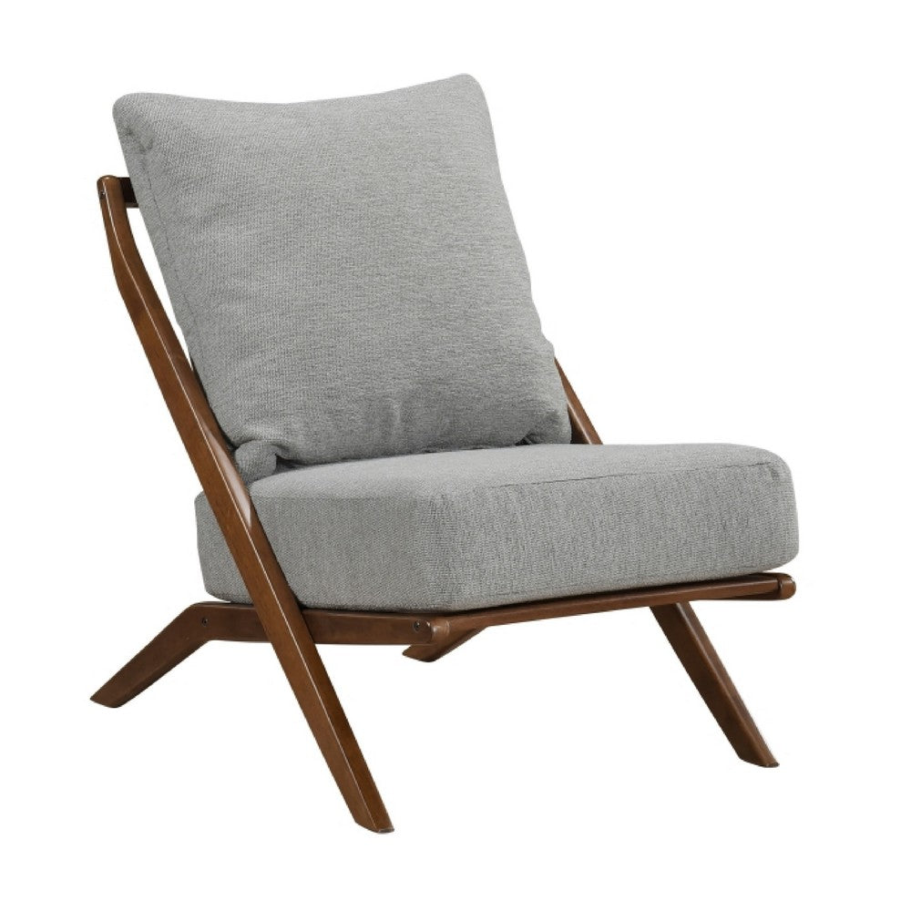 Moi Scandinavian Accent Chair | Gray Chenille | Brown Angled Frame