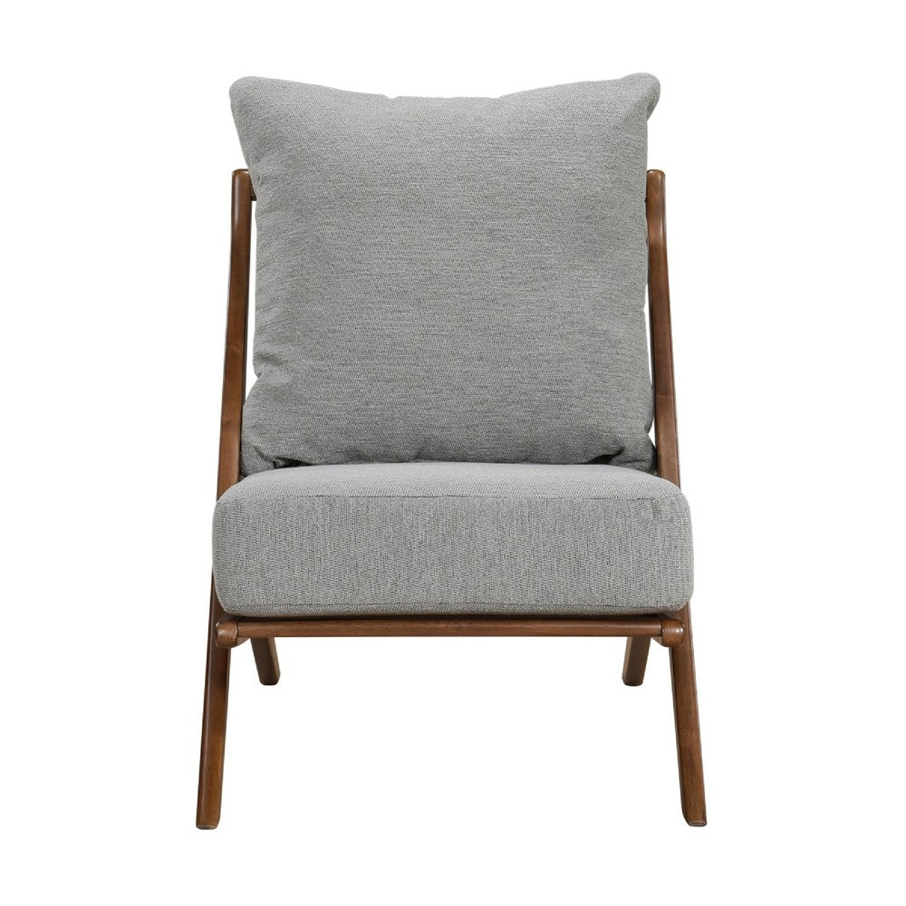 Moi Scandinavian Accent Chair | Gray Chenille | Brown Angled Frame