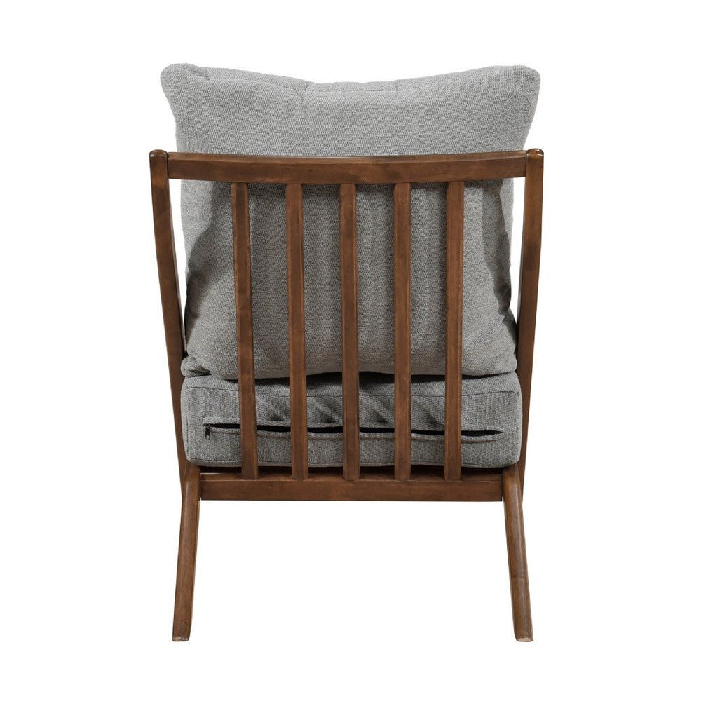 Moi Scandinavian Accent Chair | Gray Chenille | Brown Angled Frame