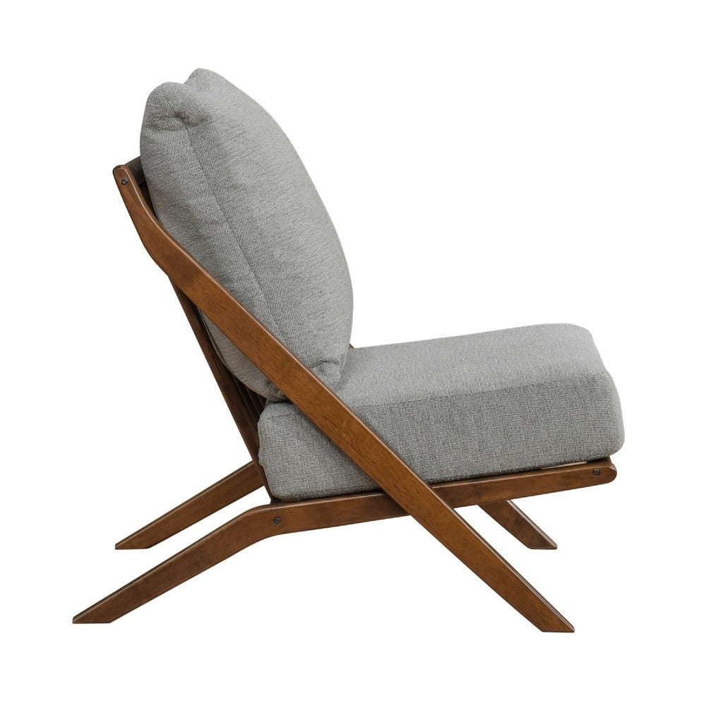 Moi Scandinavian Accent Chair | Gray Chenille | Brown Angled Frame