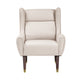 Koi Wingback Accent Chair | Textured Beige Polyester | Brown Solid Wood