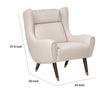 Koi Wingback Accent Chair | Textured Beige Polyester | Brown Solid Wood