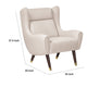 Koi Wingback Accent Chair | Textured Beige Polyester | Brown Solid Wood