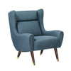 Koi Wingback Accent Chair | Textured Blue Polyester | Brown Solid Wood