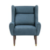 Koi Wingback Accent Chair | Textured Blue Polyester | Brown Solid Wood