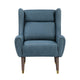Koi Wingback Accent Chair | Textured Blue Polyester | Brown Solid Wood