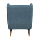 Koi Wingback Accent Chair | Textured Blue Polyester | Brown Solid Wood