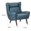 Koi Wingback Accent Chair | Textured Blue Polyester | Brown Solid Wood