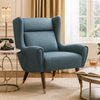 Koi Wingback Accent Chair | Textured Blue Polyester | Brown Solid Wood