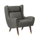 Koi Wingback Accent Chair | Textured Gray Polyester | Brown Solid Wood