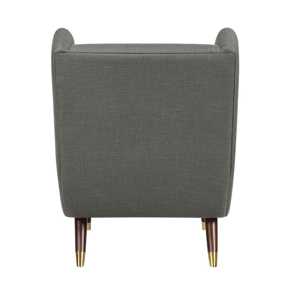 Koi Wingback Accent Chair | Textured Gray Polyester | Brown Solid Wood