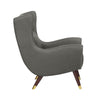 Koi Wingback Accent Chair | Textured Gray Polyester | Brown Solid Wood