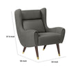 Koi Wingback Accent Chair | Textured Gray Polyester | Brown Solid Wood