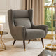 Koi Wingback Accent Chair | Textured Gray Polyester | Brown Solid Wood