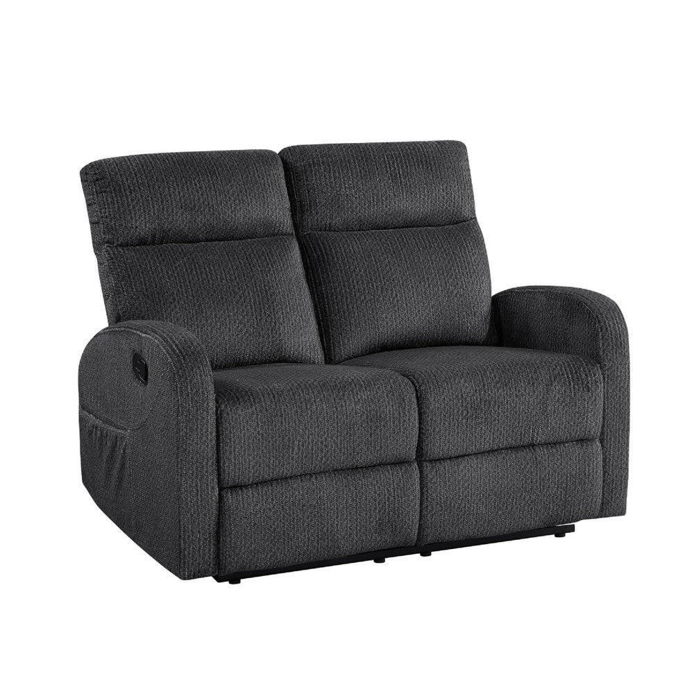 Mey Tab Pull Manual Dual Reclining Loveseat | Dark Gray Polyester | 50"