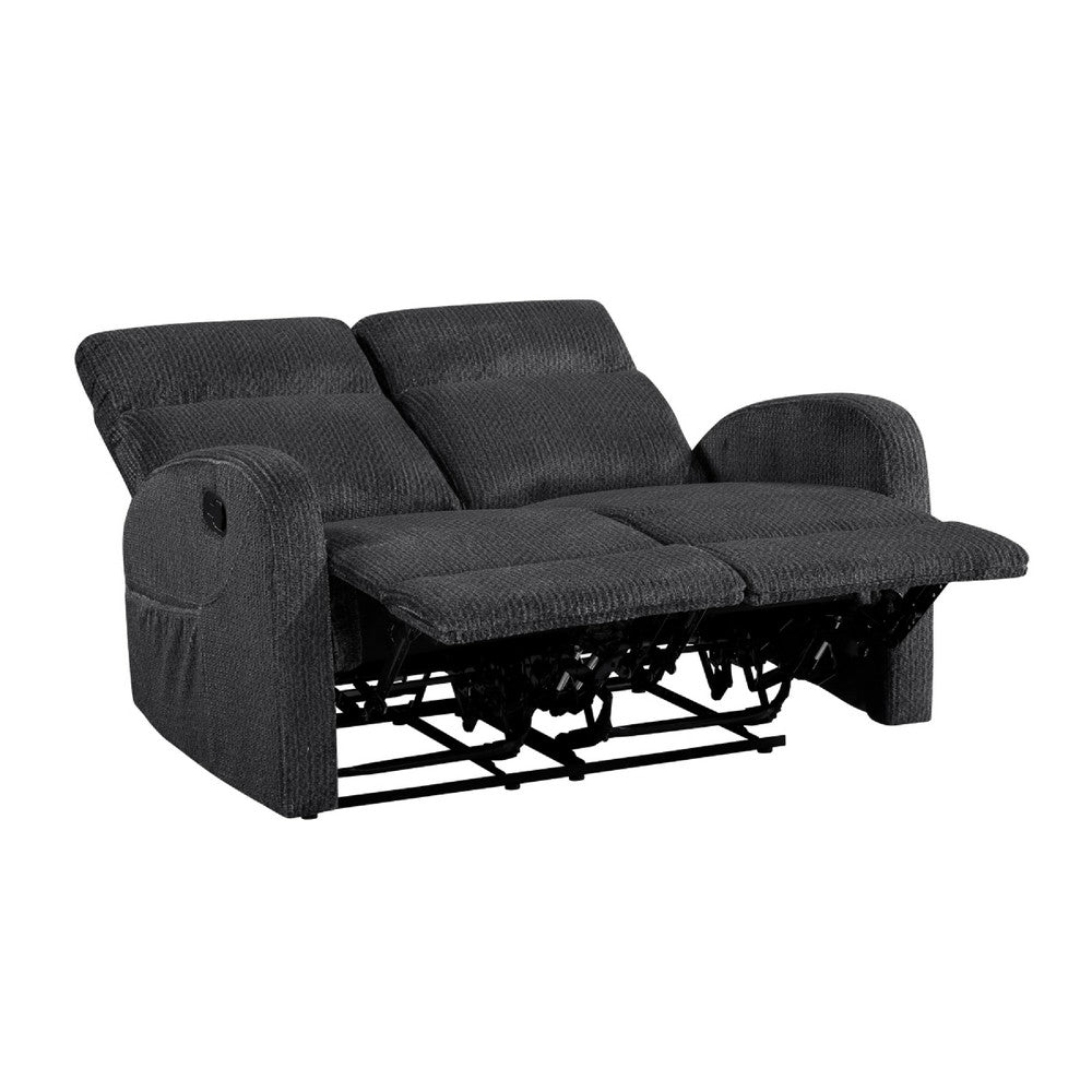 Mey Tab Pull Manual Dual Reclining Loveseat | Dark Gray Polyester | 50"