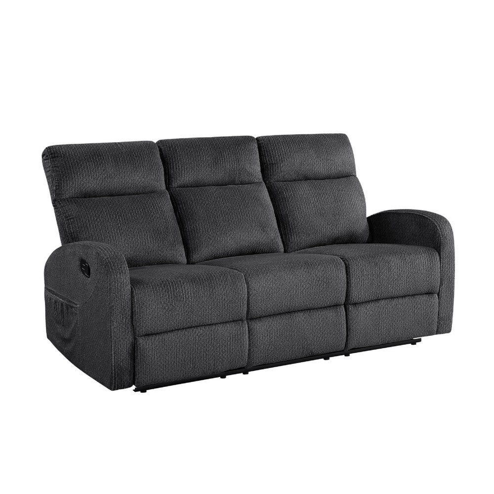 Mey Tab Pull Manual Dual Reclining Sofa | Dark Gray Polyester | 71"