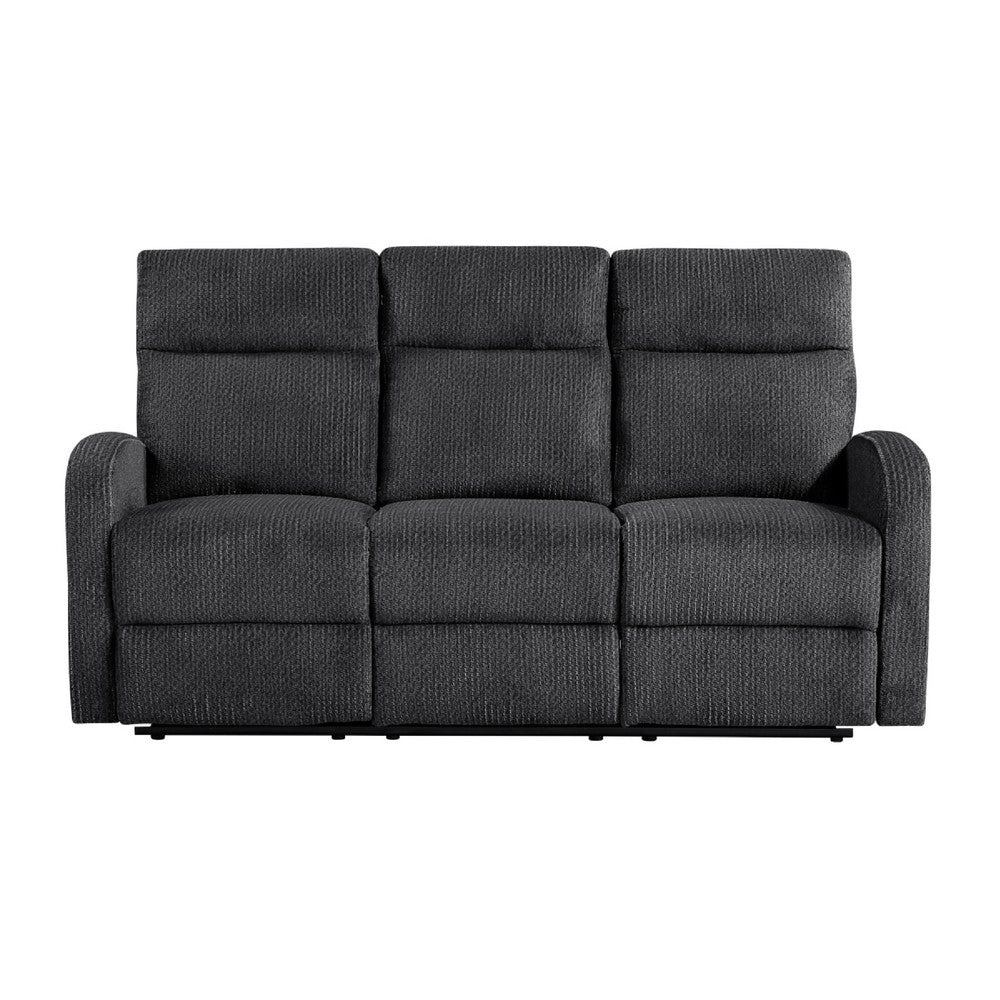 Mey Tab Pull Manual Dual Reclining Sofa | Dark Gray Polyester | 71"