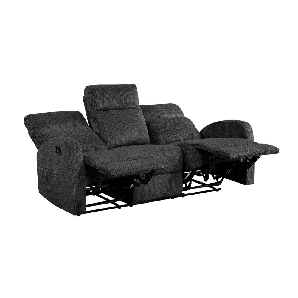 Mey Tab Pull Manual Dual Reclining Sofa | Dark Gray Polyester | 71"