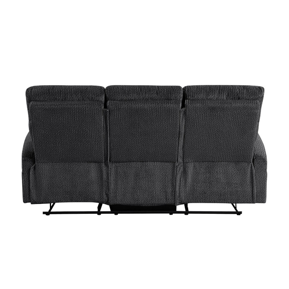 Mey Tab Pull Manual Dual Reclining Sofa | Dark Gray Polyester | 71"