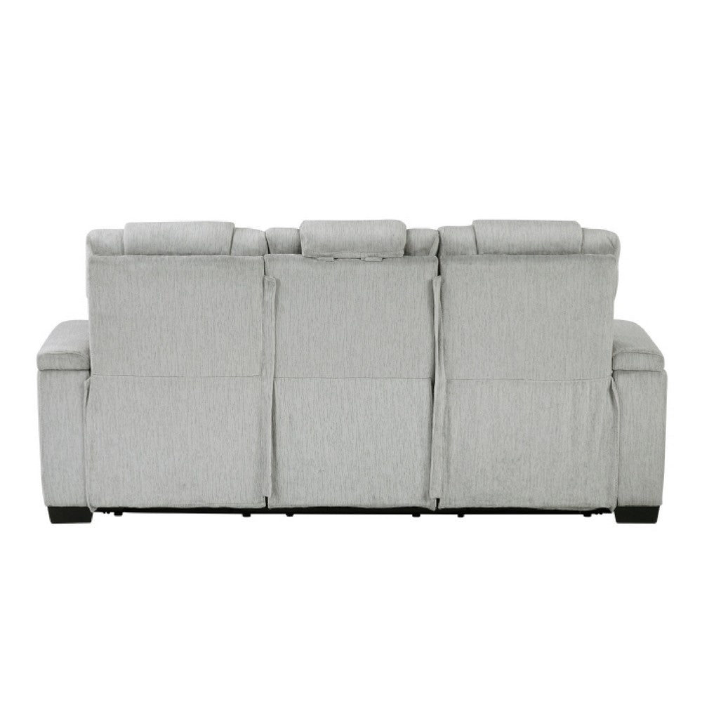 Reno 3 Seater Manual Reclining Sofa | USB | LED | Foam Fill Gray Microfiber