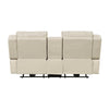Hem Power Reclining Loveseat | Speakers & Console | Beige Faux Leather