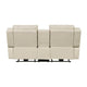 Hem Power Reclining Loveseat | Speakers & Console | Beige Faux Leather