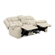 Hem Power Reclining Loveseat | Speakers & Console | Beige Faux Leather