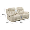 Hem Power Reclining Loveseat | Speakers & Console | Beige Faux Leather