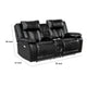 Hem Power Reclining Loveseat | Speakers & Console | Black Faux Leather