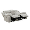 Hem Power Reclining Loveseat | Speakers & Console | Gray Faux Leather