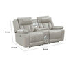 Hem Power Reclining Loveseat | Speakers & Console | Gray Faux Leather