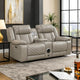 Hem Power Reclining Loveseat | Speakers & Console | Gray Faux Leather