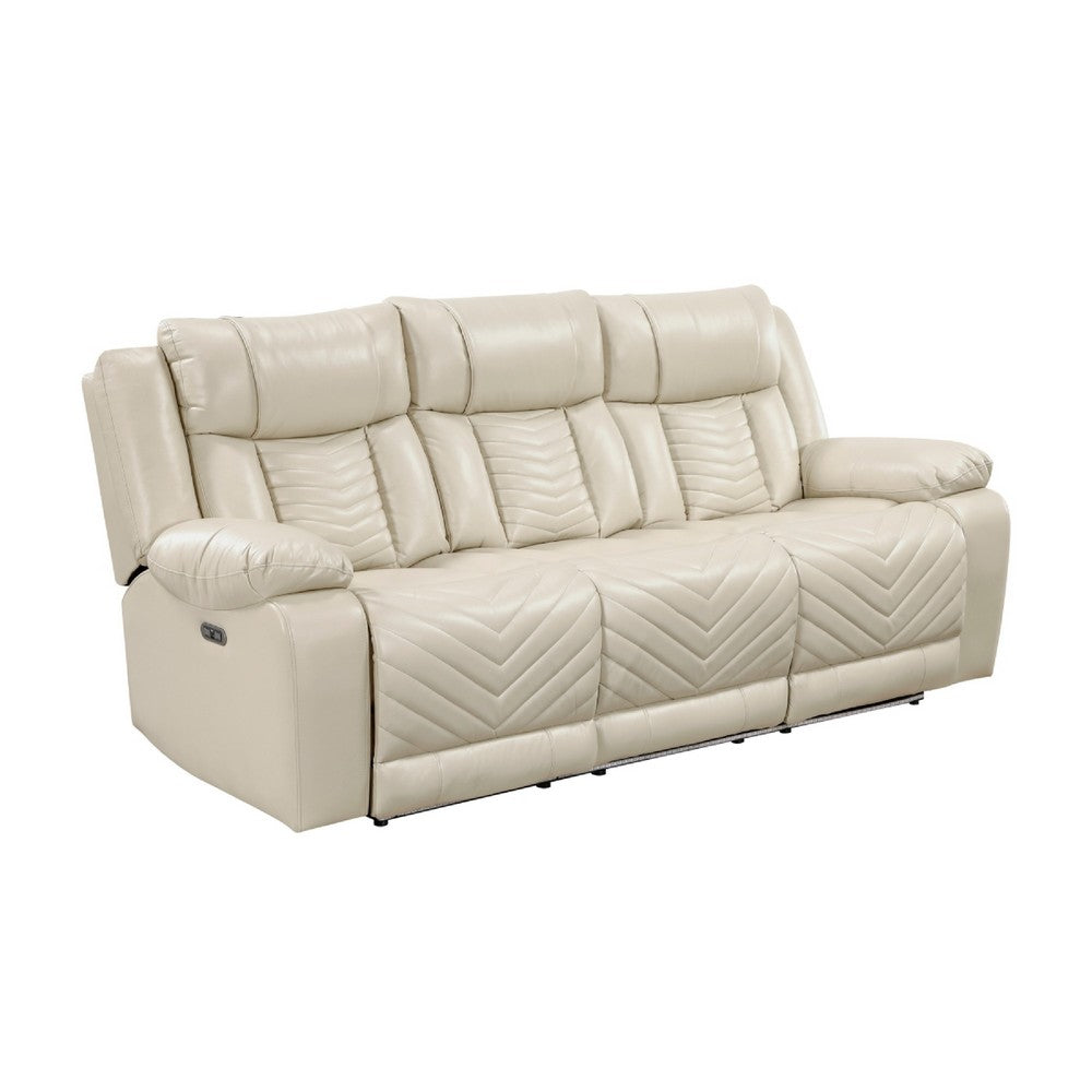 Hem Power Reclining Sofa | 3 Seater | USB & Cupholders | Beige Faux Leather