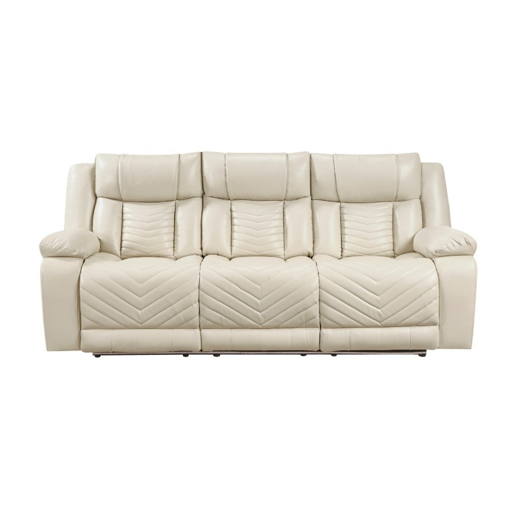 Hem Power Reclining Sofa | 3 Seater | USB & Cupholders | Beige Faux Leather