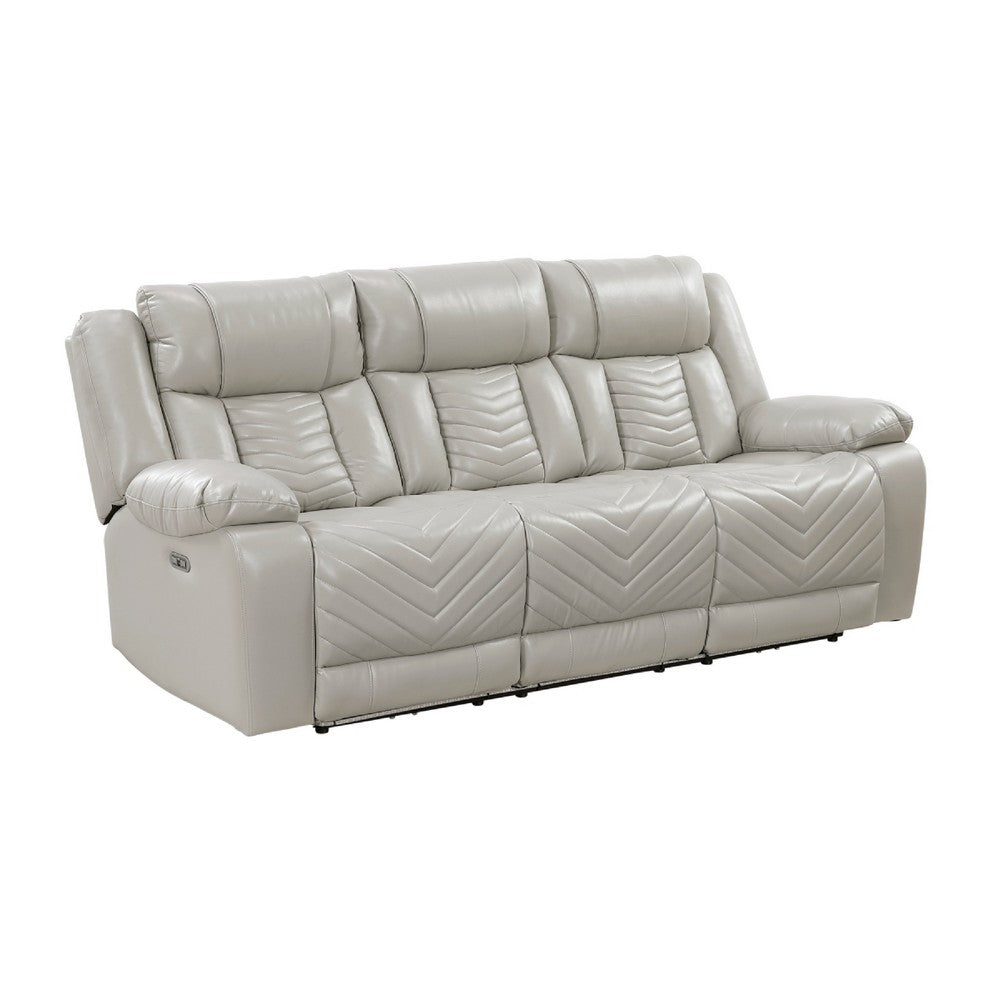 Hem Power Reclining Sofa | 3 Seater | USB & Cupholders | Gray Faux Leather
