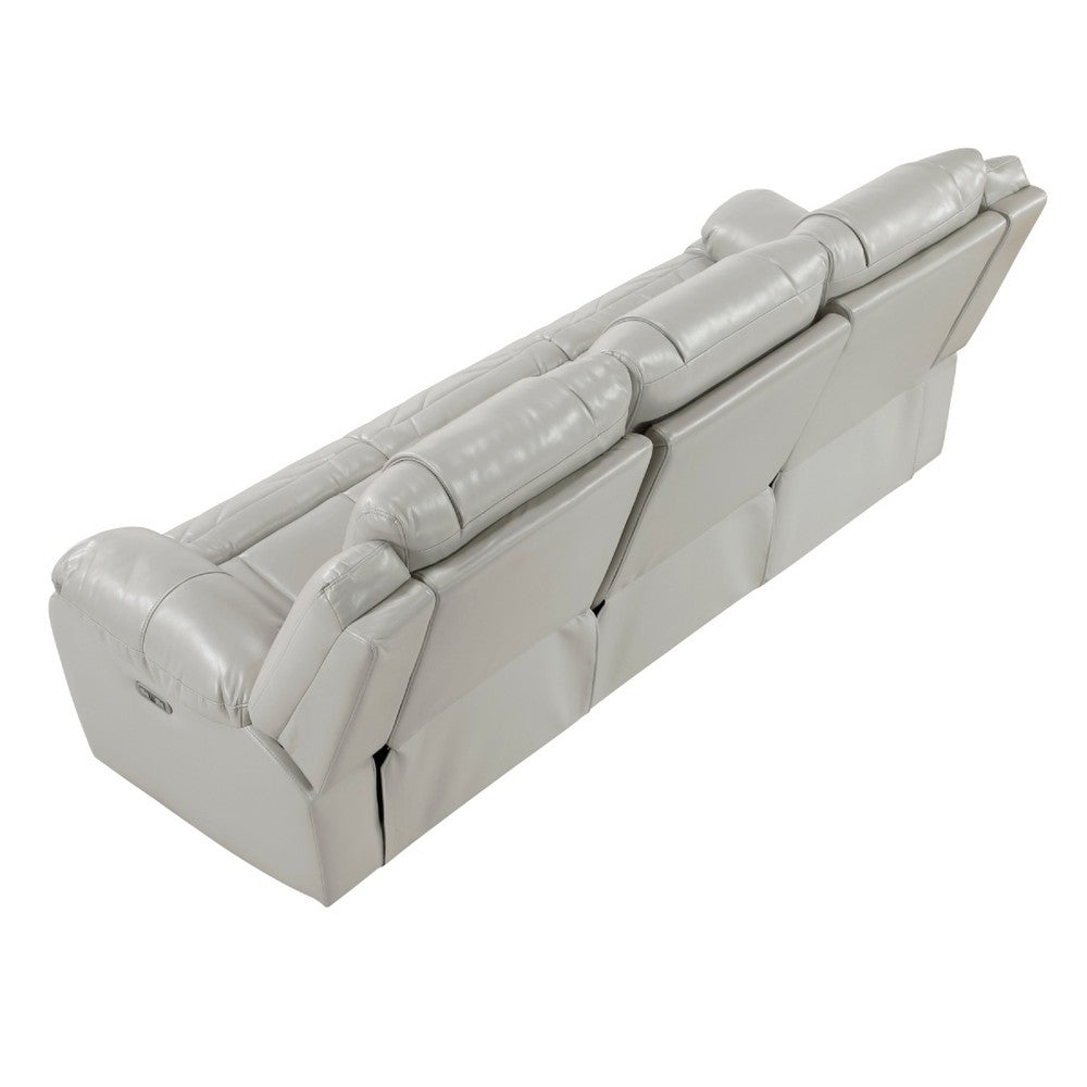 Hem Power Reclining Sofa | 3 Seater | USB & Cupholders | Gray Faux Leather