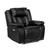 Power Reclining Chair | USB Ports & Blue LED | Foam Fill Black Faux Leather